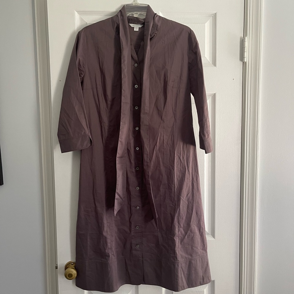 Garnet Hill Button Down Tie Waist Dress